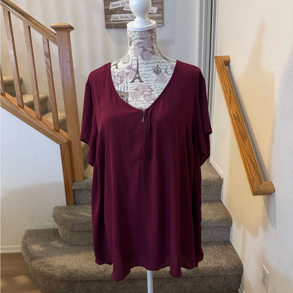 Torrid Red Oversized Short Sleeve Blouse